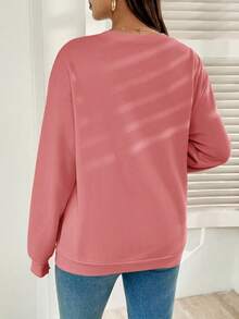 SHEIN 冬季加厚纯色休闲哺乳上衣 - 藕粉色 - 查看 2