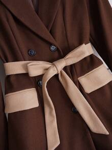 SHEIN Franclia Women's Autumn/Winter Elegant Double-Breasted Commuter Blazer Dress,Dark Brown Coffee Chocolate Office Fashion Dress - Brown - View 5