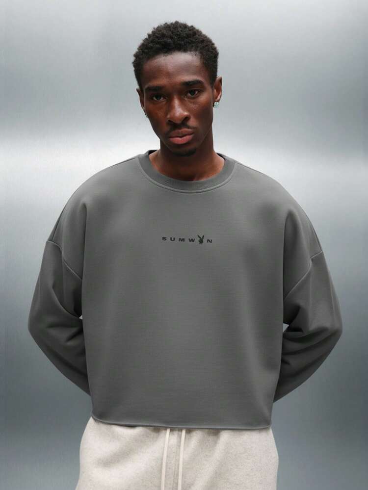 PLAYBOY X SUMWON Raw Edge Crop Sweatshirt With Rabbit Logo