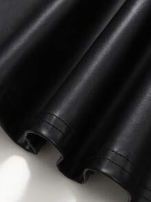 Tween Girl Casual Minimalist Comfortable Crossover Waist PU Skirt