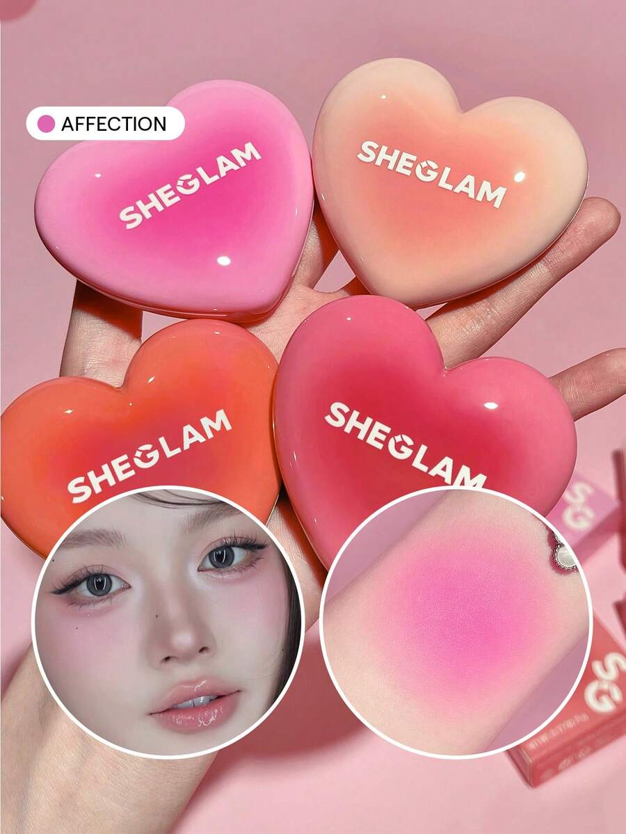 SHEGLAM Playing Cupid Cream Blush-Affection 7 種色調多用途柔和粉紅心形腮紅霜，適用於嘴唇和臉頰，高度著色，不褪色，自然緞面唇膏，不油膩，可混合面部彩妝 品牌 美容 化妝 化妝品 適合女性與女孩 完美搭配冬季 Y2K 時尚 流行 生日禮物 假期 派對準備就緒 最佳顏色 - Affection - 查看 1
