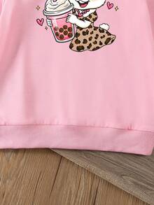Girls Hooded Sweatshirt, Pink, 2025 Collection, Sizes 4-7 Years, Spring/Autumn, Long Sleeve, Hooded Top, Fashionable & Cute, Suitable For School, Vacation, Travel, Outdoor Activities, Back To School - Pink - View 4