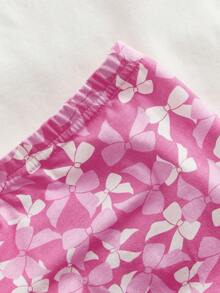 5pcs/Pack Girls' Cute Bow & Floral Print Breathable Comfy Briefs - Multicolor - View 4