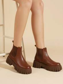 Women Mid-Calf Boots - Brown - View 2