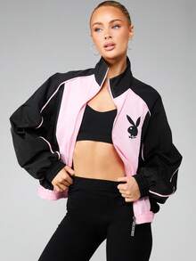 Missguided x Playboy 轻薄撞色立领防风夹克，适合春秋季叠穿 - 彩色 - 查看 6