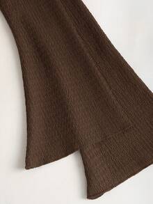 Sweetra Waist-Cinched Minimalist Flare Sleeve Bodycon Cinched Waist Dress - Brown - View 3