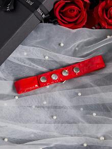 1pc Women's Heart Studded Adjustable Choker Necklace