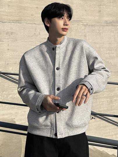 DAZY Men's Grey 2 In 1 Design Sweatshirt Sweatshirt, Autumn