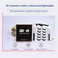 5Pairs Magnetic Eyelashes Set Full Strip Natural Cilia False Eyeliner Dramatic Volume Thick Synthetic Eye Lashes Makeup - Multicolor - View 3