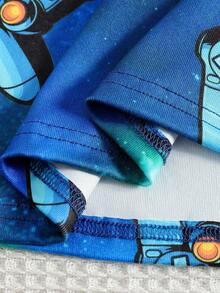 Teen Boy Snug Fit Starry Sky Tech Gamer Luminous Long Sleeve Top And Pants Pajama Set