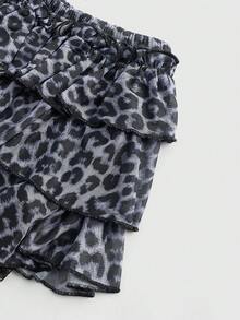 ROMWE J-Fashion Y2K Sheer Leopard Print Super Short Shorts For Women - Grey - View 4