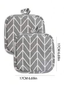 2pcs/4pcs Thickened Cotton Insulated Pad, Heat Resistant Mat, Fabric Pot Holder, Nordic Style Placemat, Suitable For Kitchen, Dining Room, Living Room - Grey - View 4