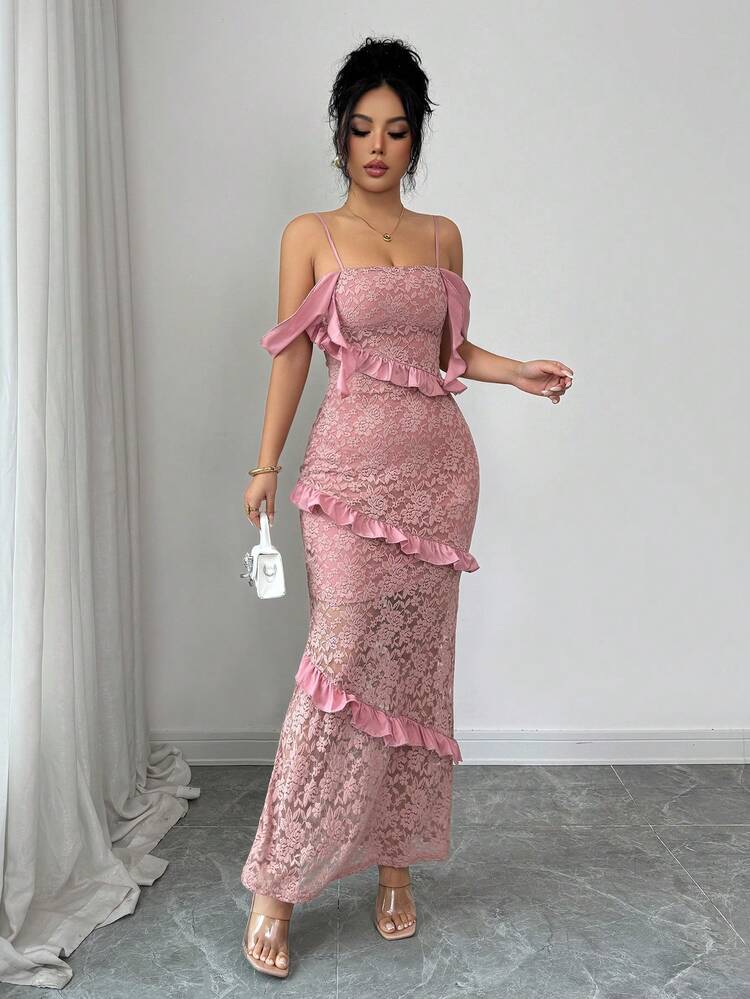 dusty pink cold shoulder lace tassel trim bodycon dress PrettyLittleThing | Dresses | Nwt Pretty Little Thing Dusty Pink Cold  Shoulder Lace Tassel Trim Bodycon Dress