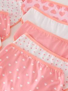 Tween Girls Panties-Underwear Ten Pieces Pack Hearts Polka Dots Solid Pink White Soft Breathable Comfortable Full Coverage Briefs Elastic Waistband Everyday Sleepwear Active Casual Four Seasons 2026 New Year Holiday Essential Cute Gift - Multicolor - View 3