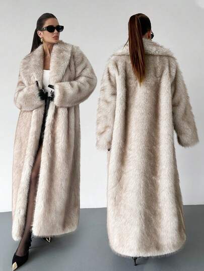 Firerie Women's Elegant Fashionable Warm Coat Female Faux Fur Coat Ombre Dyed Faux Fur Coat Woman Autumn Winter Plush Fluffy Women's Jacket Warm New In Outerwears With Pocket/ New In Outerwears Faux Fur Long Coat/Faux Fur Collar Long Sleeve Loose Long Coat/Faux Fur Lapel Collar Long Shaggy Casual Jacket/Faux Fur Oversized Collar Long Shaggy Coat /Autumn And Winter Cold-Proof Fur Collar Coat/Cozy Fall And Winter Clothes For Women Winter,Fall For Party /Thanksgiving Outfits/Old Money Style/Winter Clothes/Autumn/Winter