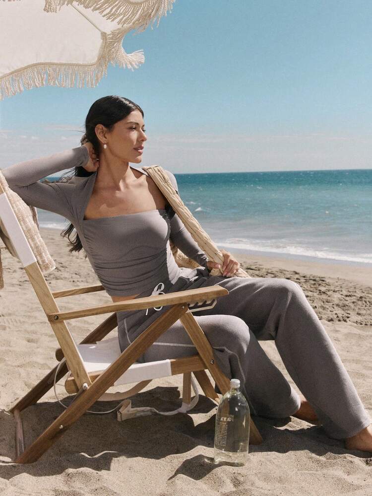 Everyday Fleece Flare Play Soft Warm Contrast Stitching Side Pockets Adjustable Drawstring Waist Slim-Fit Micro Flare-Leg Sweatpants Autumn Winter Outdoors Daily Casual Wear