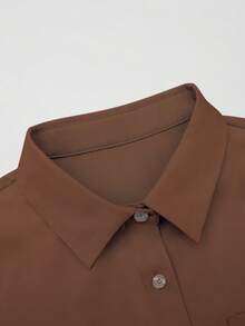 INAWLY Damen Große Größen Einfarbiges Langarm Einreihiges Lässig Hemd mit Tasche