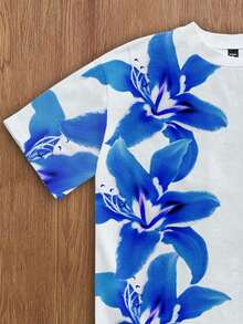 Manfinity Joysei Áo thun nam tay ngắn họa tiết hoa thường ngày, mùa hè - trắng - Xem 3