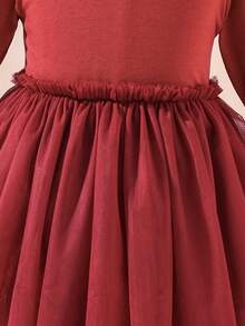 Glamorique Kids Girls' Halloween Mesh Skirt, Suitable For Girls' Daily, Birthday Party, And Other Occasions - Burgundy - View 4