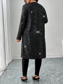 SHEIN LUNE Ensemble 2 pièces veste et leggings métalliques pailletés grande taille - Noir - Voir 7