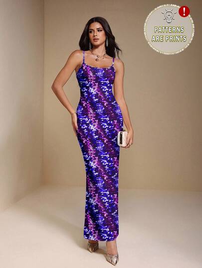 Shutterstock Glamance Women's Metallic Sequin Dress, Shiny Party Birthday Banquet Sexy Gown, Suitable For Winter, New Year Celebration