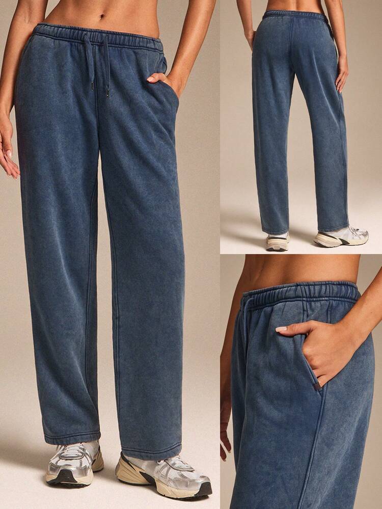 Everyday Fleece Oh So Cozy Soft Lightweight Warm Wide Leg Side Pockets Adjustable Drawstring Waist Joggers Sweatpants Autumn Winter Outdoors Daily Casual Wear