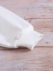 SHEIN 青少年女孩休闲简约字母印花宽松卫衣 - 白色 - 查看 4