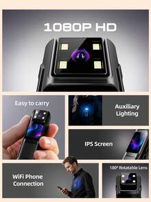 Teckwe Pocket Action Camera, Vlog Camera, 1080P HD Wearable Video Camera WiFi, Mini Body Camera, Thumb Size POV Cam, Waterproof Wearable Hand Free Portable Action Cam, Ultra Wide Angle View, Mount Anywhere For Pets, Cycling, Swimming, Vlogging - Camera - View 6