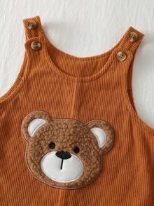 Loomiva Baby Boy Cartoon Bear Pattern Bib Pants, Jumpsuit, Versatile & Comfortable - Multicolor - View 4
