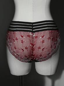 SHEIN Elacene Plus Size Elegant Sexy Contrast Color Lace Patchwork Panty, 1pc - Multicolor - View 2