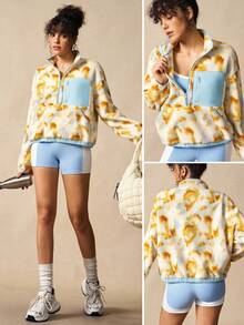 VARSIVA 女士休闲扎染印花羊毛夹克，适合户外，秋冬季 - 彩色 - 查看 9