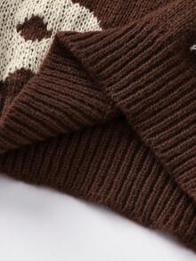 SHEIN Emery Rose Kids Young Girl Ditsy Floral Casual Sweater In Fall/Winter - Brown - View 7