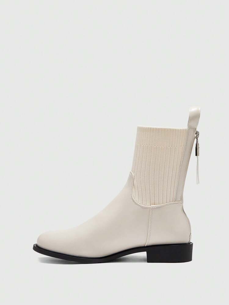 CUCCOO BIZCHIC Fashionable Versatile Round Toe Flat Ankle Boots For Christmas