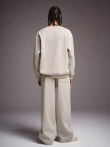 STYNVO 男士字母刺绣圆领长袖休闲套头卫衣和运动裤套装 - 杏色 - 查看 6