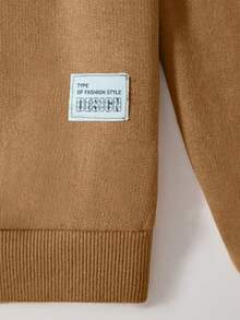 EURMUSE Bộ 2 món áo nỉ cổ tròn tay dài in chữ và quần nỉ cạp rút cho nam - Màu be - Xem 5