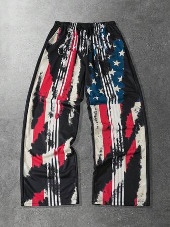 Street Life بنطلون رياضي رجالي بخصر مطاطي واسع ومستقيم، بطراز شارع عادي