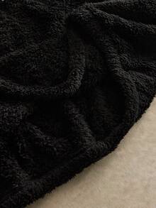 Manfinity NXTstreet 男士字母刺绣拉链半开襟长袖抓绒休闲套头卫衣黑色学院风字母四分之一拉链街头风卫衣 - 黑色 - 查看 7