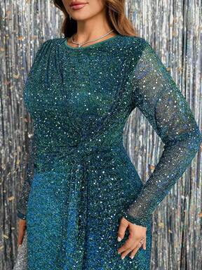 Gownix فستان سهرة ماكسي لامع مقاس كبير