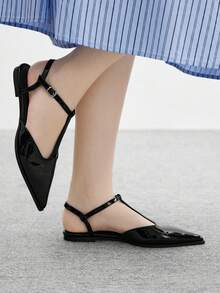 CUCCOO CHICEST Giày bệt mũi nhọn màu trơn phong cách Pháp cổ điển cho nữ - màu đen - Xem 5