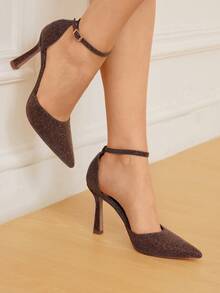 CUCCOO HITCHD Cuccoo Glitter Embellished Fashion High Heel Pumps For Women - Coffee Brown - View 5