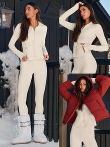 GLOWMODE FeatherFit™ Slim-It Streamline Performance Secure Pockets Zip Up Long Sleeve Jacket Low Impact Yoga Daily Valentine's Day