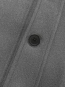 Manfinity Mode 时尚前开襟纽扣翻领大衣，百搭长袖男士灰色风衣外套，冬季必备 - 淺灰色 - 查看 7