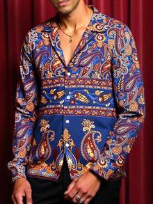 Manfinity VCAY Men's Casual Printed Simple Daily Long Sleeve Shirt Tarte Mcrae Ronaldo Malachi Barton - Multicolor - View 6