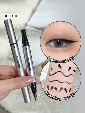 SHEGLAM Wing It Waterproof Liner Duo-黑色 2 合 1 防水眼線液 翼印筆 貓眼防暈染持久超細翼眼線筆 派對眼線筆 品牌 美容 化妝 化妝品 適合女性與女孩 完美搭配秋冬季節 Y2K 時尚 流行 聖誕節 假期 派對準備就緒 最佳顏色