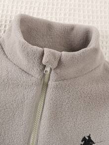 Genkimix Kids Kleine Mädchen Thermisch gefütterter Sweatshirt & Leggings Set, minimalistischer Streetwear Stil Stehkragen Halb-Reißverschluss Sweatshirt und einfarbige Strick Leggings Set, khaki Sweatshirt und schwarze Leggings Set für Schule, Urlaub, Reisen, Outdoor Sport, Schulanfang