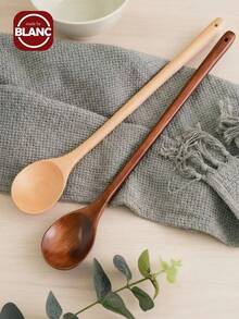Long Handle Wooden Cooking Spoon, Kitchen Mixing Spoon, Elegant Household Item, For Soups, Porridge, Food Preparation