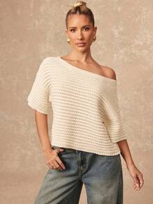 Lumalex Printemps Été Femmes Couleur Unie Décontracté Lâche Épaule Asymétrique Tricot Top Luxe Bal De Promo Fête Banquet Modeste Printemps Vacances D'été Saint-Valentin Carnaval Costume Mariage De Plage Invité Luxe Soirée Demoiselle D'honneur Mariages Et Événements Sortie Élégante Vacances Luxe Soirée Vieux Argent Paillettes Fête De Vacances Rave Festival Sortie Vacances Chaud Extérieur Richement Couches Saison De Mariage Banquet Fête Anniversaire - Nude - Voir 6