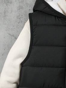 Vacaura Boys' Casual Hooded Letter Embroidered Padded Cotton Vest, Autumn/Winter