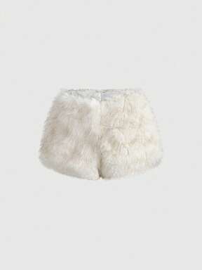 Grunge Punk Y2K Sexy Faux Fur Mini Shorts With Ultra Low Waist