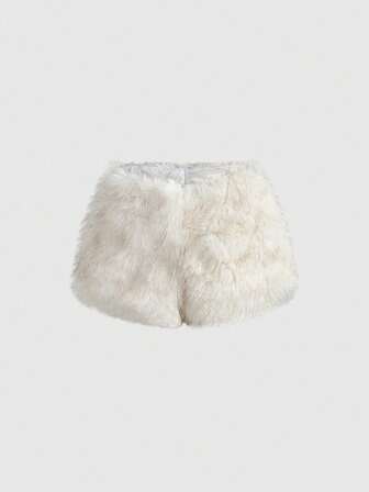 Grunge Punk Y2K Sexy Faux Fur Mini Shorts With Ultra Low Waist